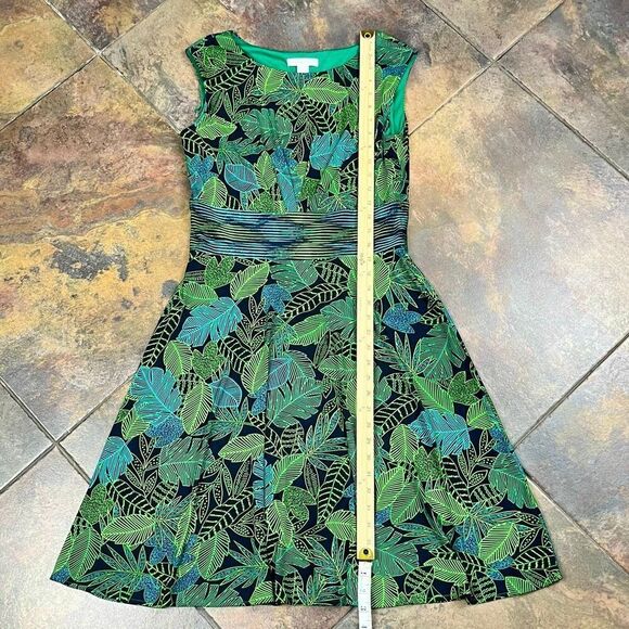London Times Sleeveless Leaf Tropical Dress 10 - Picture 4 of 10
